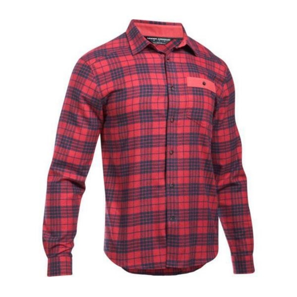 Under Armour Red and Black Plaid Long-Sleeve Button-Down Shirt